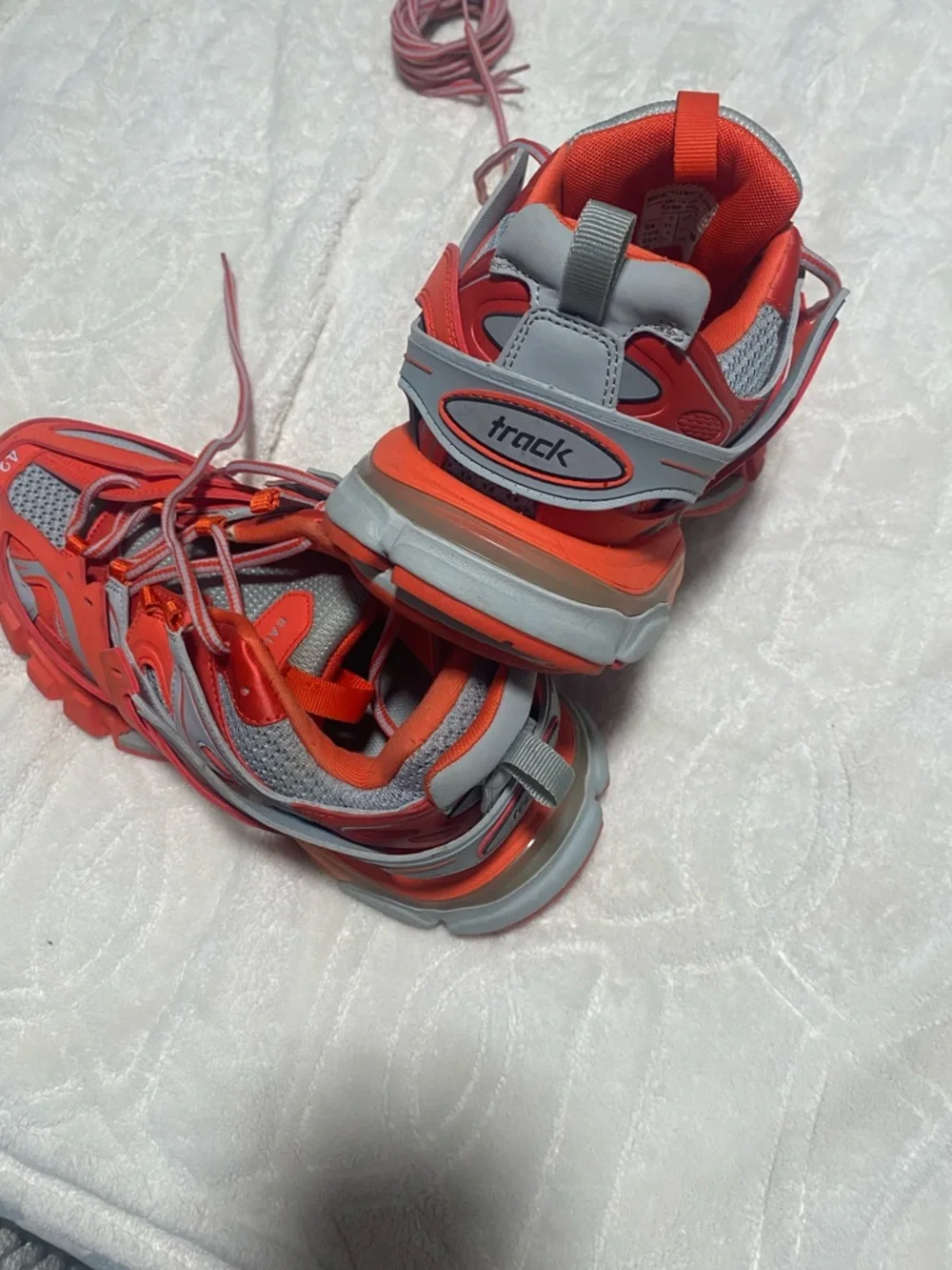 Balenciaga Orange Gray Layered Track Sneakers - Picture 5 of 16